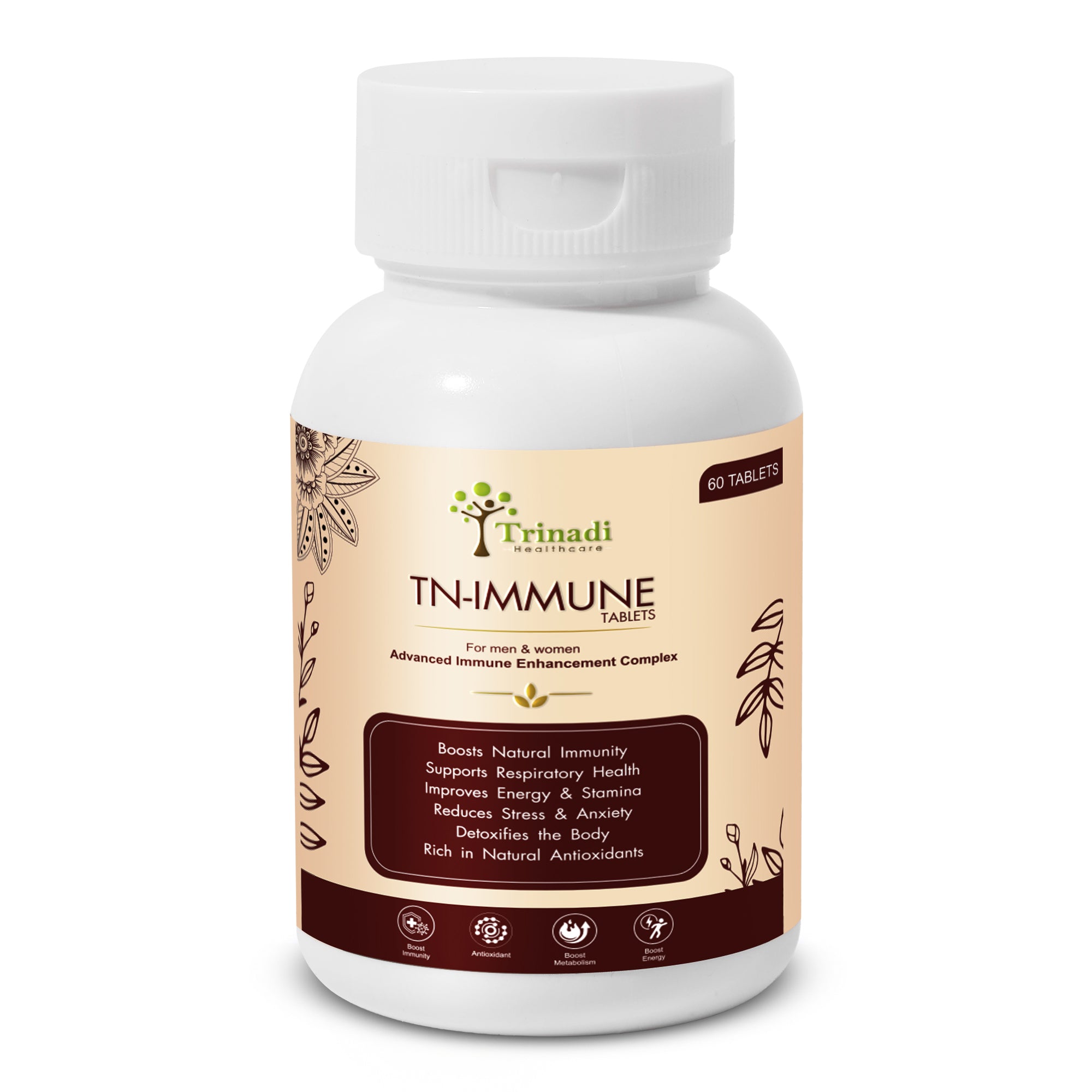 Trinadi TN-Immune Tablets | Ayurvedic Immunity Booster with Natural Antioxidants | Supports Respiratory Health, Energy, Stamina, Stress Relief & Daily Wellness