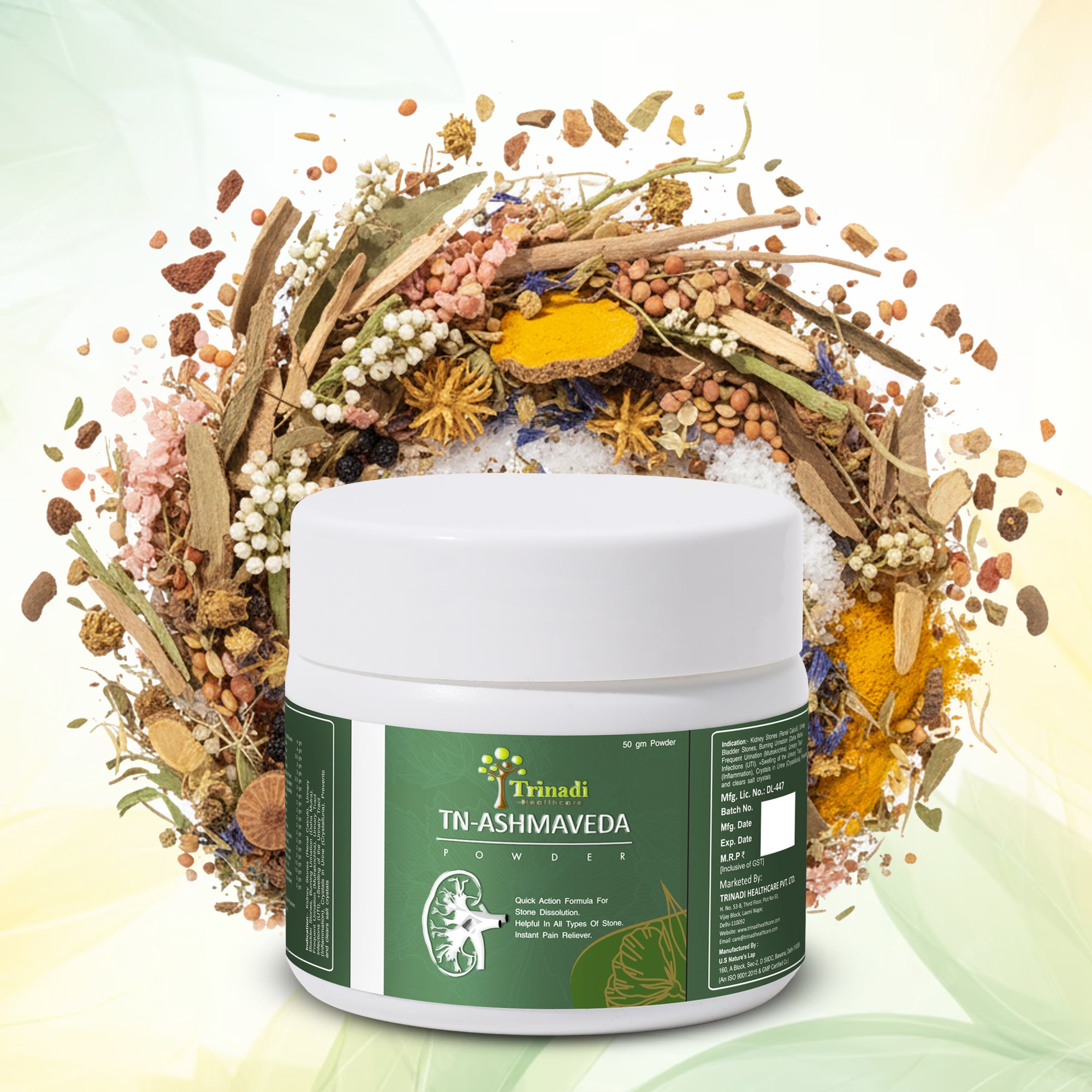 Trinadi TN-Ashmaveda Stone Remover Powder | Ayurvedic Kidney Stone Care for Renal & Bladder Stones | Supports UTI Relief, Burning Urination, Crystal Clearance & Urinary Tract Health