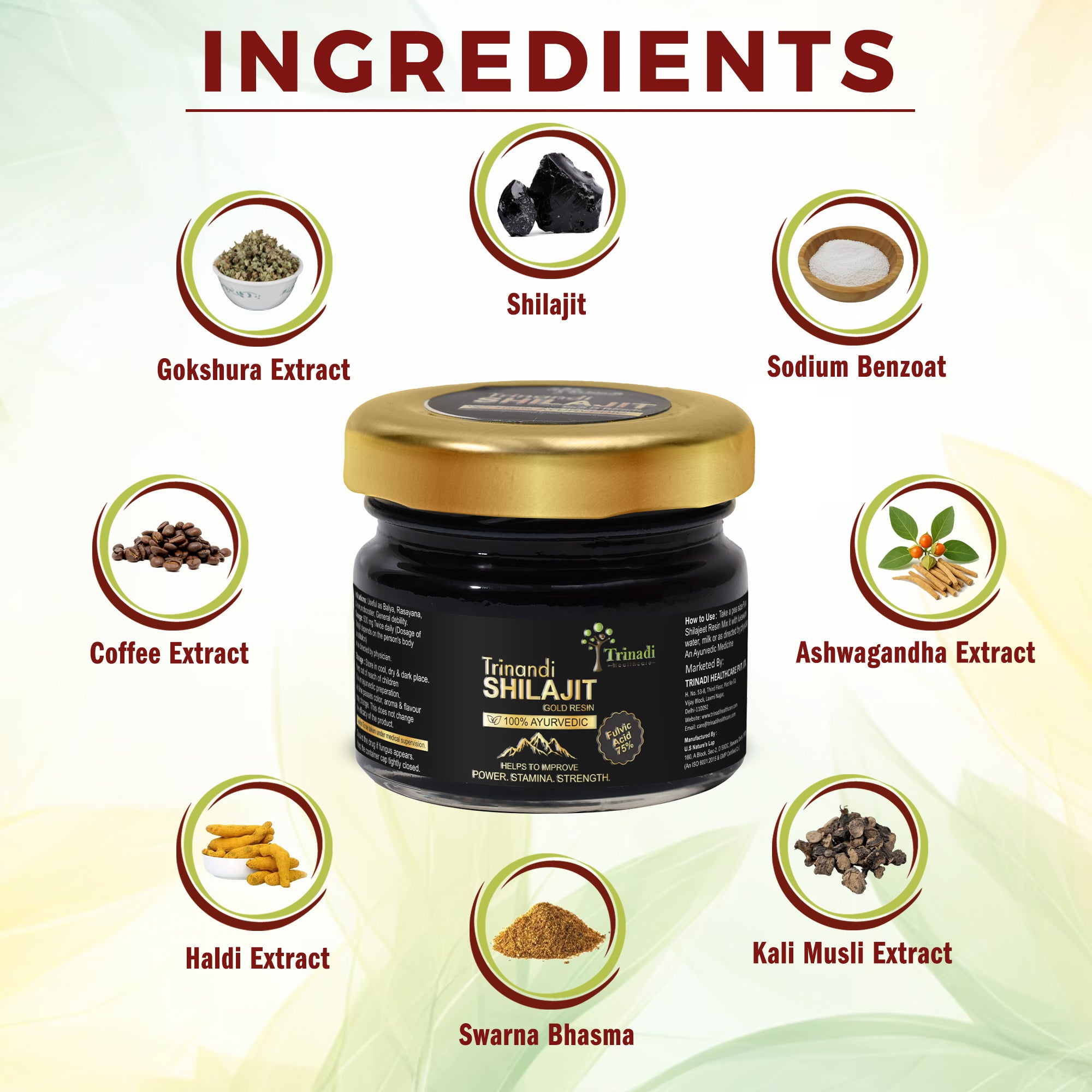 Trinadi Shilajit Gold Resin/Tablets | Ayurvedic Supplement with Pure Shilajit, Ashwagandha, Gokshura & Swarna Bhasma | Boosts Strength, Stamina, Vitality, Energy & Immunity