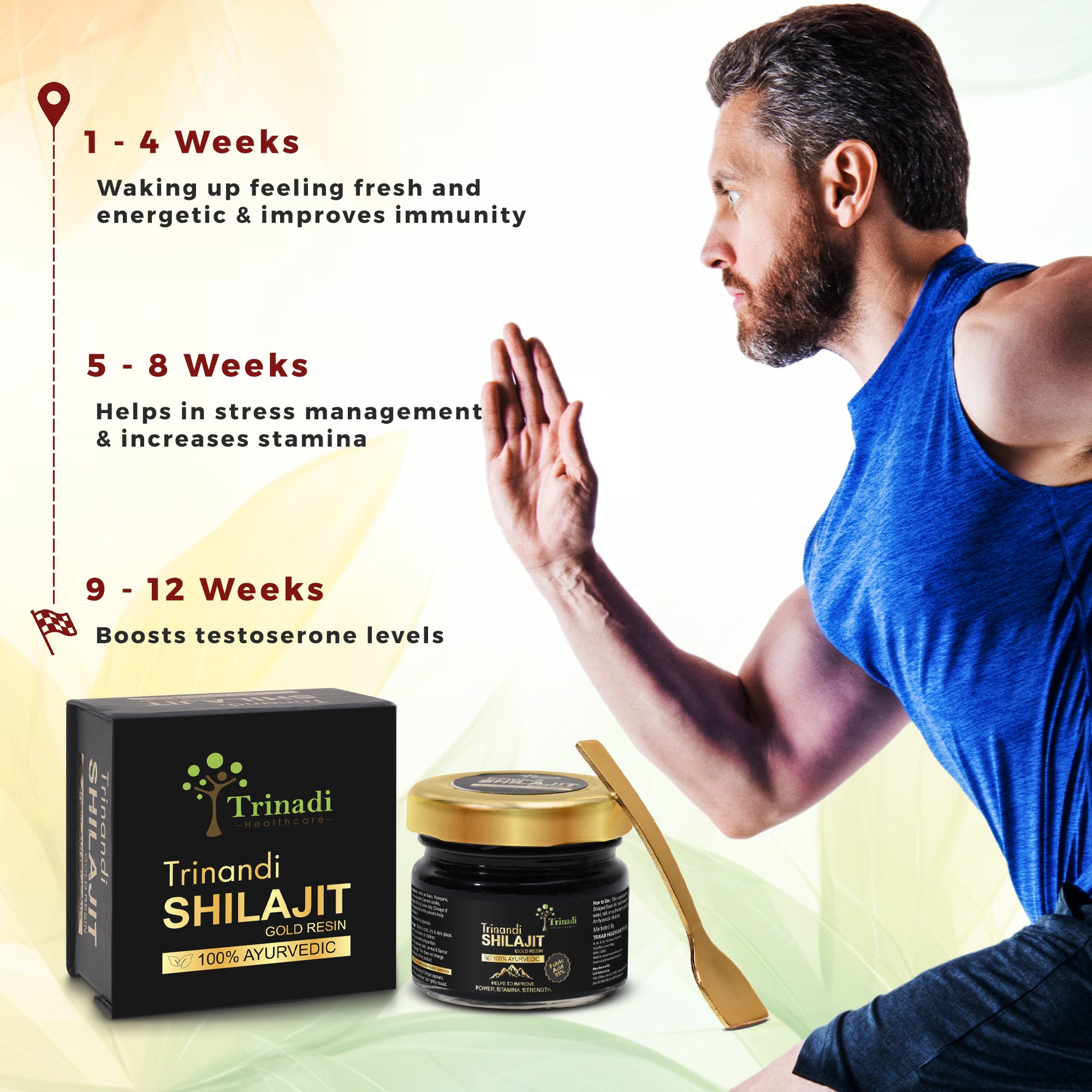 Trinadi Shilajit Gold Resin/Tablets | Ayurvedic Supplement with Pure Shilajit, Ashwagandha, Gokshura & Swarna Bhasma | Boosts Strength, Stamina, Vitality, Energy & Immunity