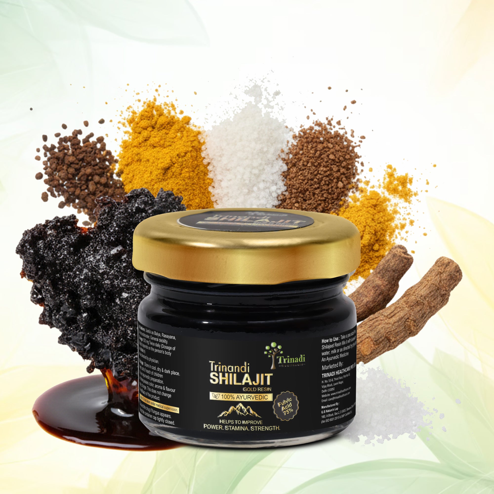 Trinadi Shilajit Gold Resin/Tablets | Ayurvedic Supplement with Pure Shilajit, Ashwagandha, Gokshura & Swarna Bhasma | Boosts Strength, Stamina, Vitality, Energy & Immunity
