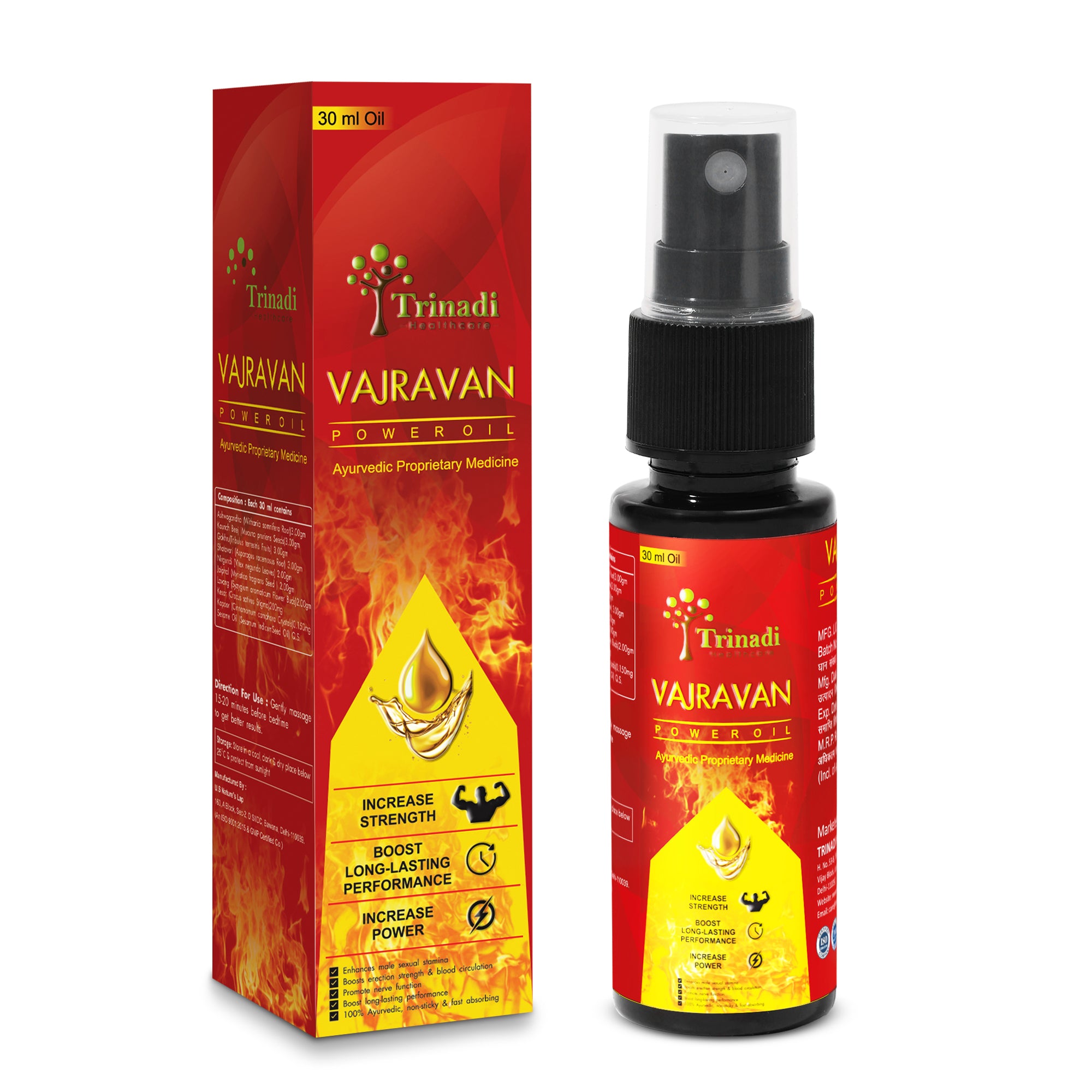 Trinadi Vajravan Power Oil | Ayurvedic Performance & Stamina Massage Oil | Boosts Strength, Endurance, Circulation & Recovery  | Herbal Vitality Oil for Men