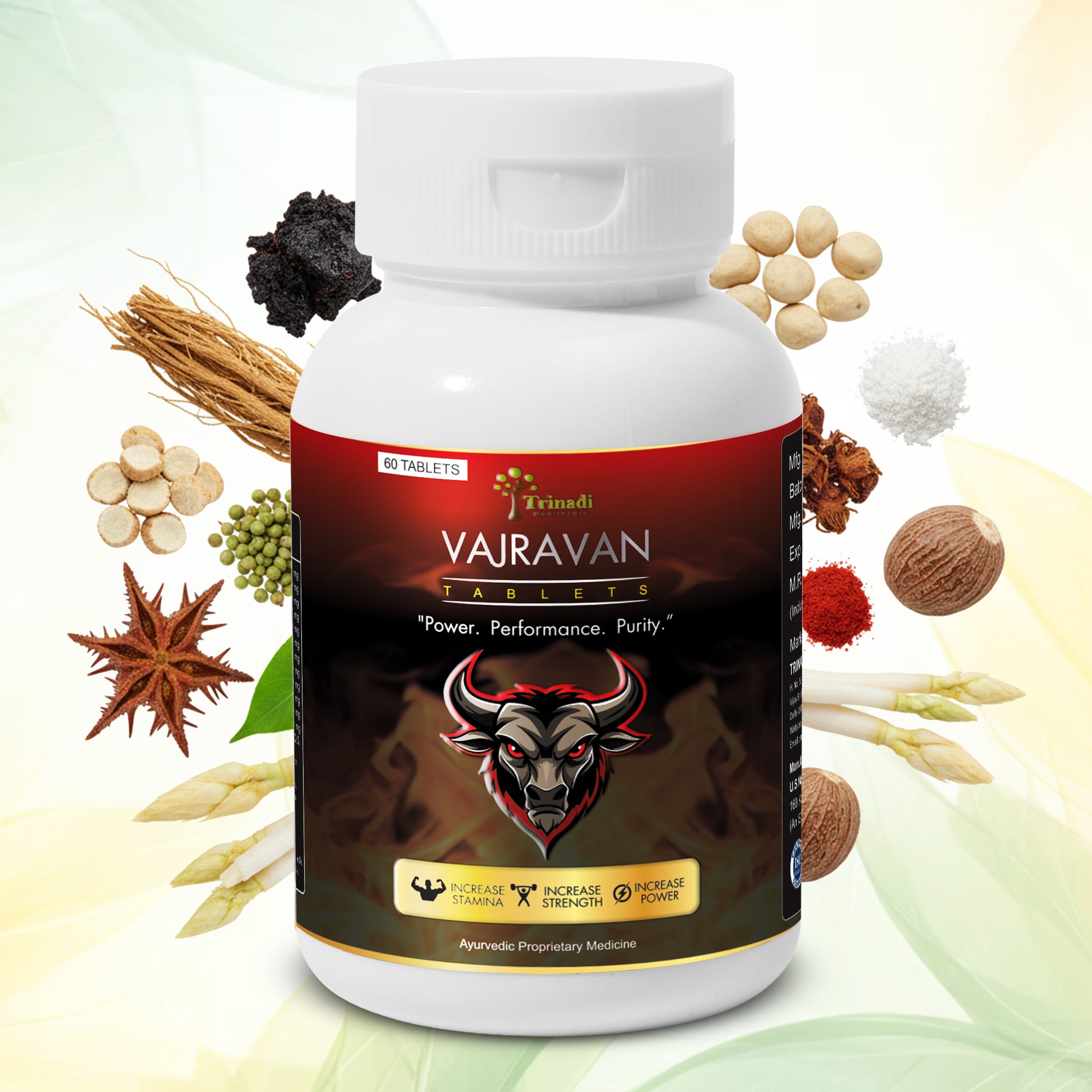 Trinadi Vajravan Tablets | Ayurvedic Testosterone Booster for Men | Enhances Strength, Stamina, Vitality & Libido | Herbal Supplement for Energy, Recovery & Performance