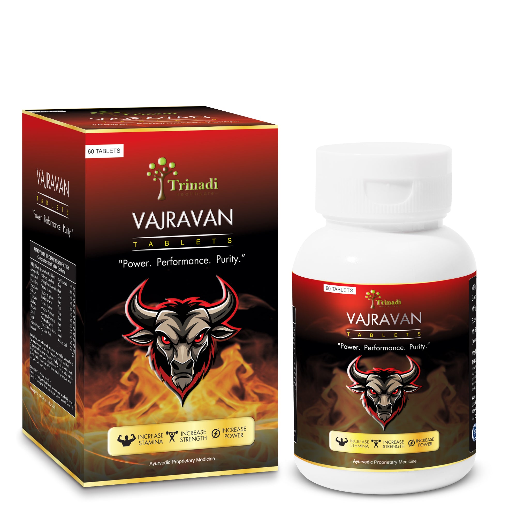 Trinadi Vajravan Tablets | Ayurvedic Testosterone Booster for Men | Enhances Strength, Stamina, Vitality & Libido | Herbal Supplement for Energy, Recovery & Performance