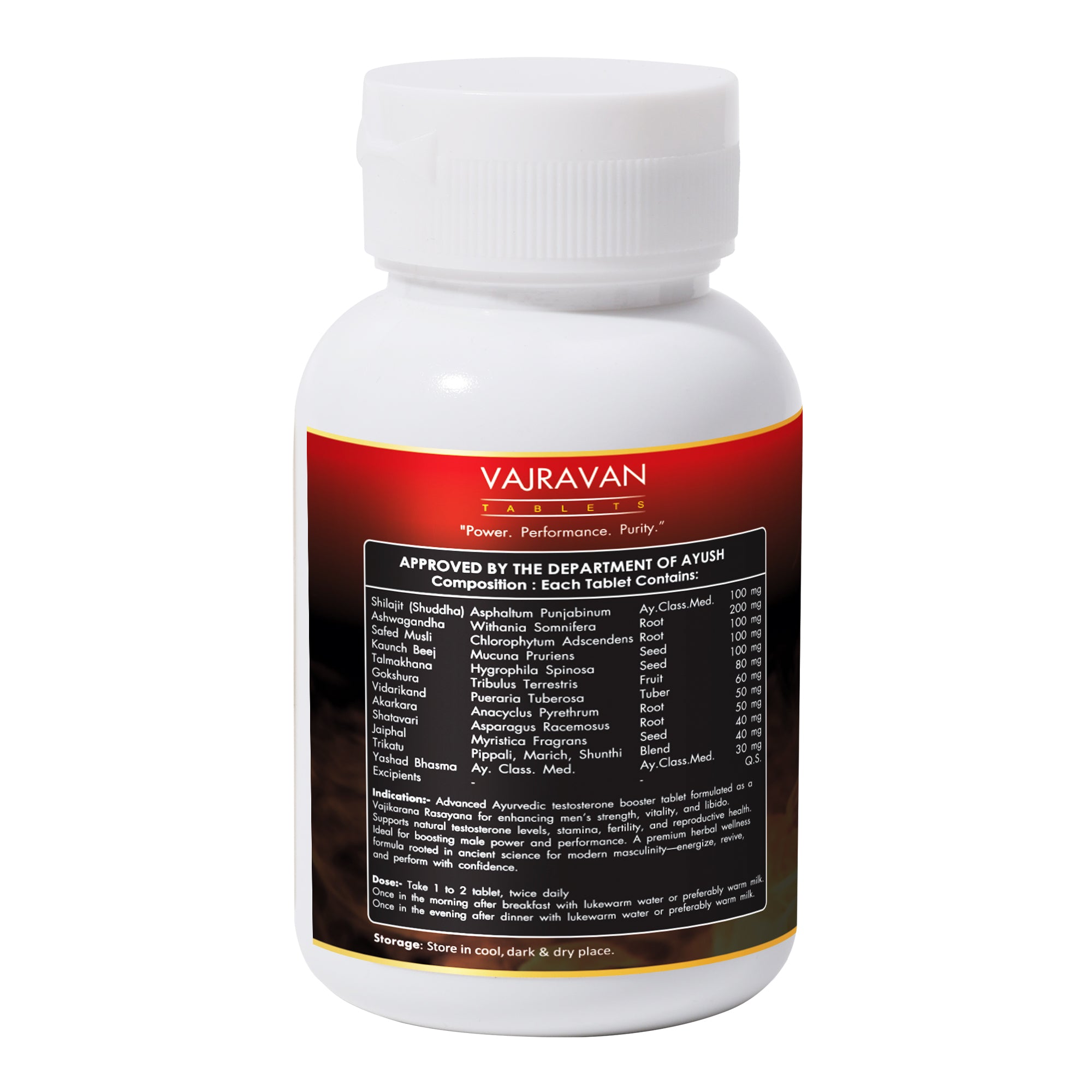 Trinadi Vajravan Tablets | Ayurvedic Testosterone Booster for Men | Enhances Strength, Stamina, Vitality & Libido | Herbal Supplement for Energy, Recovery & Performance