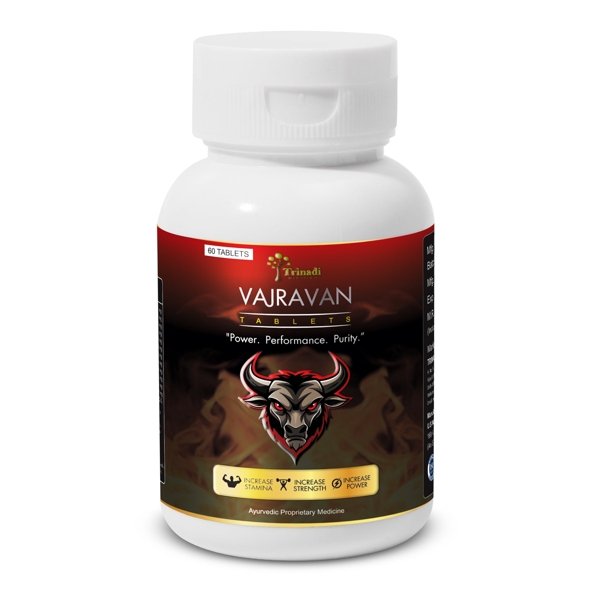 Trinadi Vajravan Tablets | Ayurvedic Testosterone Booster for Men | Enhances Strength, Stamina, Vitality & Libido | Herbal Supplement for Energy, Recovery & Performance