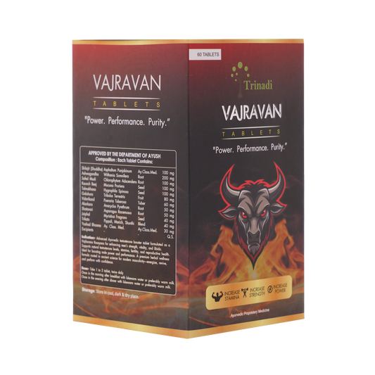 Trinadi Vajravan Tablets | Ayurvedic Testosterone Booster for Men | Enhances Strength, Stamina, Vitality & Libido | Herbal Supplement for Energy, Recovery & Performance
